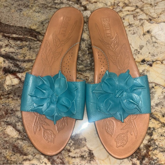 b.o.c. Shoes - b.o.c. Teal Floral Slide Sandals